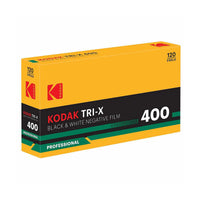 Kodak Tri-X 400 black and white negative film packaging on a white background