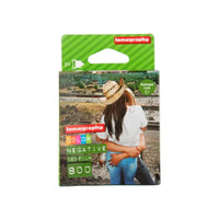 Lomography film packaging with a scenic photo on a white background