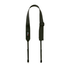 Black adjustable camera neck strap with a patterned design and plastic buckle.