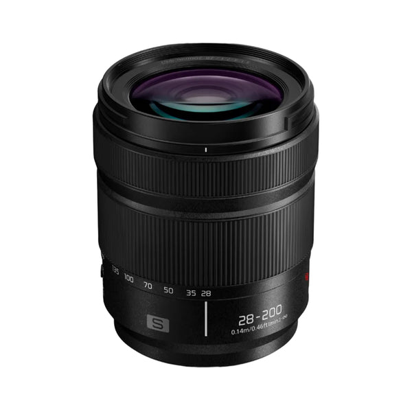 Camera lens with specifications on a white background