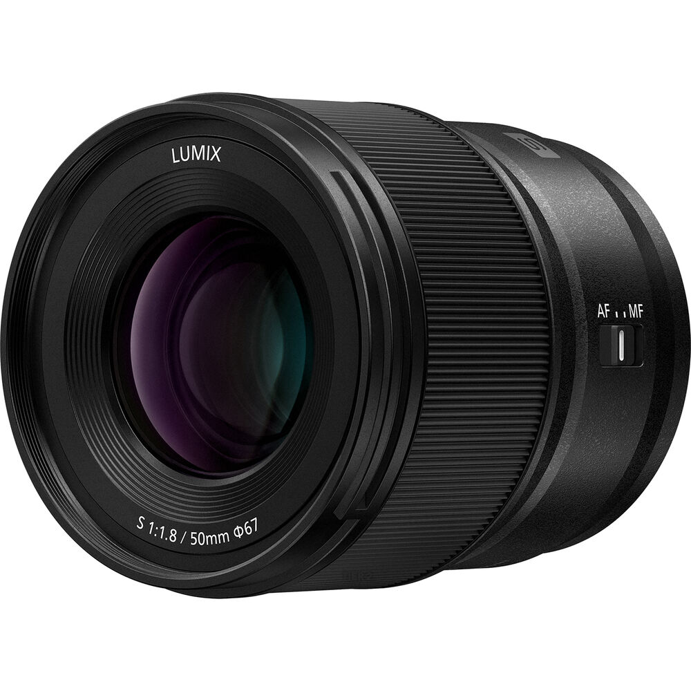 Camera lens with 'LUMIX' branding on a white background