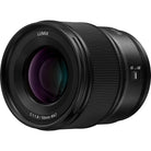 Camera lens with 'LUMIX' branding on a white background