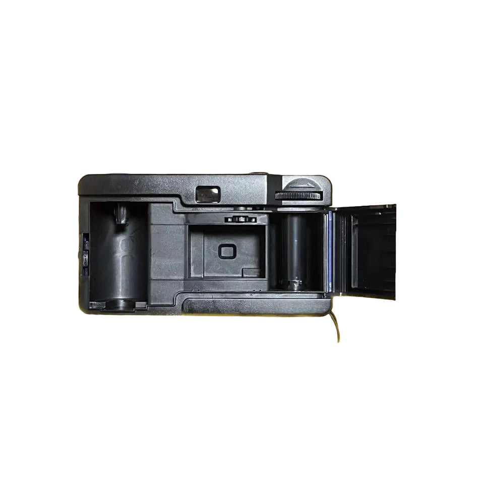 A black plastic utility organizer or storage case with an open hinged side panel, shown against a solid white background.