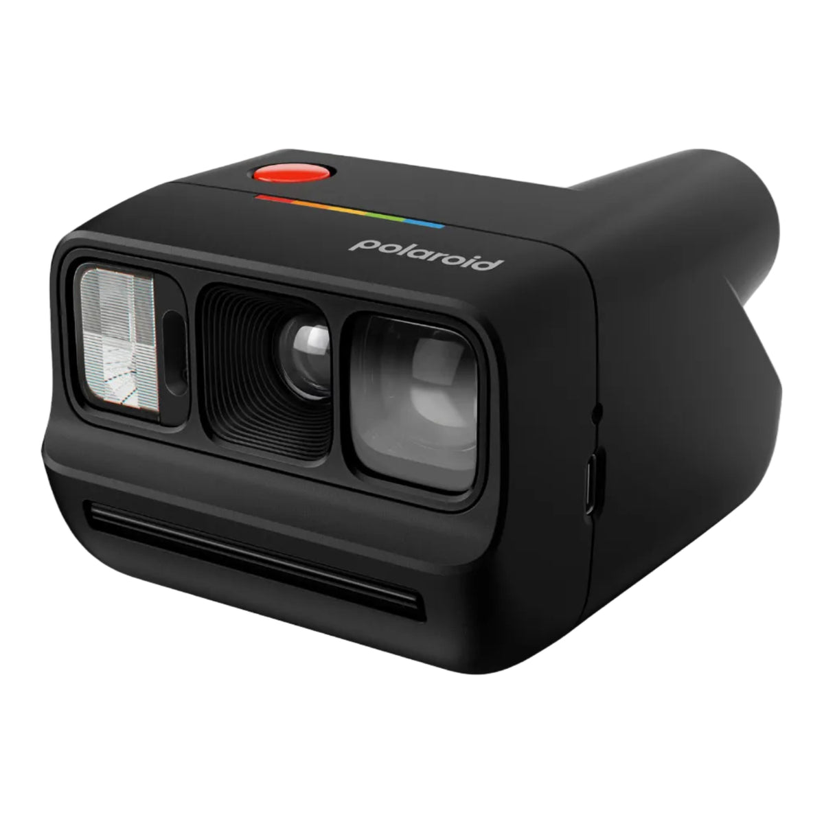Black Polaroid camera on a white background