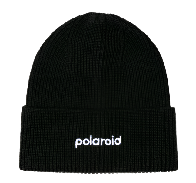 Black Polaroid beanie in black