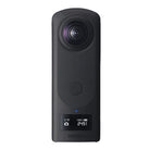 Black Ricoh 360-degree camera on a white background