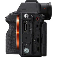 Camera body with ports and connectors on a white background