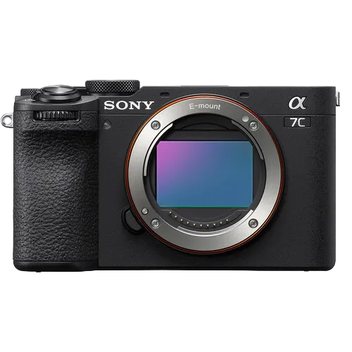 Sony a7C II Mirrorless Camera, black in color, with an electronic viewfinder and a lens visible.