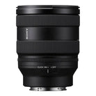 Sony camera lens in black with textured grip rings, a focus switch, and the SONY logo printed on the side, shown against a plain white background.