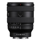 Camera lens with focus scale and specifications on a white background