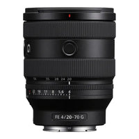 Camera lens with focus scale and specifications on a white background
