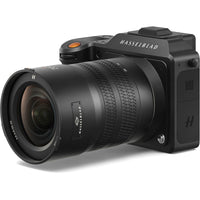 Hasselblad camera body with lens on a white background