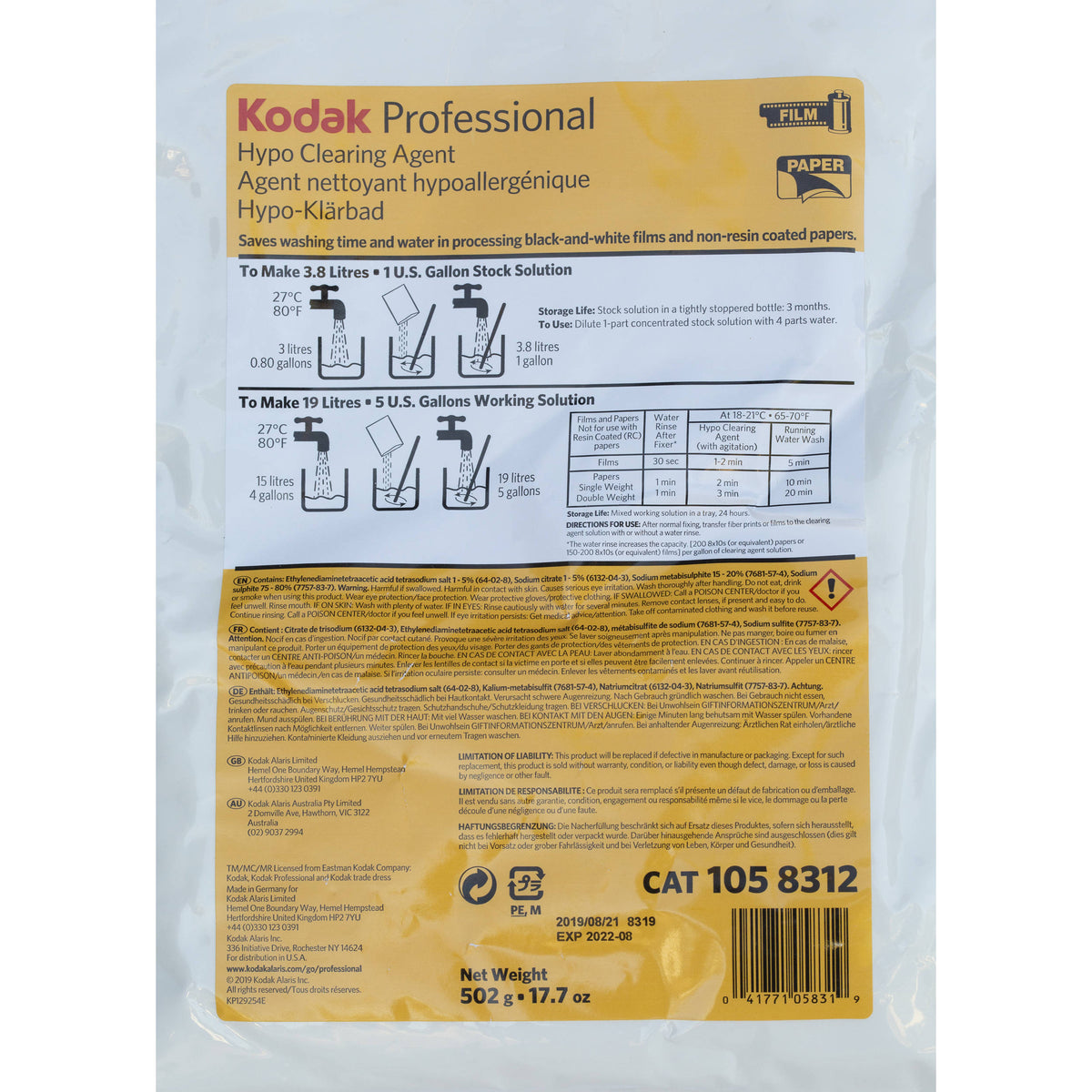 Kodak Professional Hypo Clearing Agent (to make 5 gal)