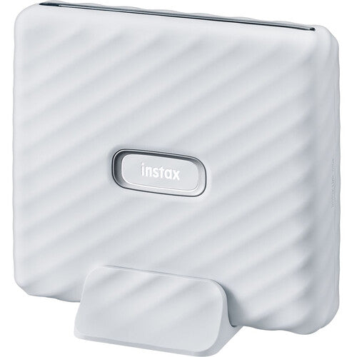 A white FUJIFILM Instax Link Wide Printer with the Instax logo on the front.