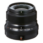 FUJIFILM XF 23mm F2 R WR Lens in black, showing the front view with focal length marking and aperture control rings.