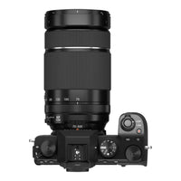 A black FUJIFILM XF 70-300mm F4-5.6 R LM OIS WR lens with focal length markings.