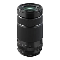 A black FUJIFILM XF 70-300mm F4-5.6 R LM OIS WR lens with focal length markings.
