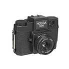 Black Holga 120N medium format toy camera with a textured plastic body and 60mm f/8 optical lens against a white background.