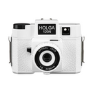 A white Holga 120N Medium Format Film Camera with visible lens and branding on the front.
