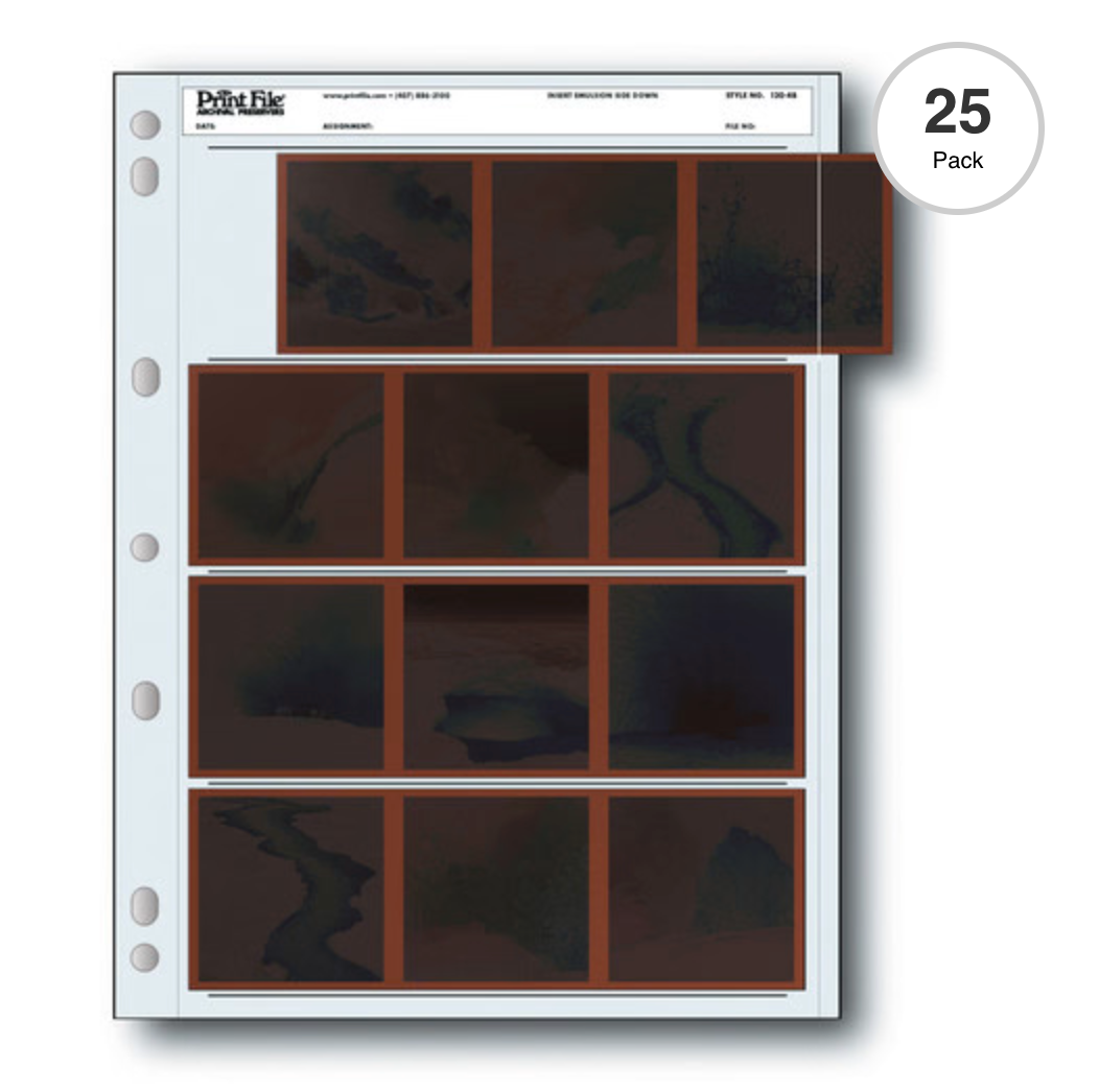 Print File Archival Storage Page for Negatives (120), 4-Strips of 3-Frames - 25 Pack