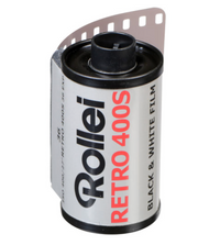 A canister of Rollei Retro 400S Black and White Negative Film