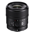 Sony E 15mm f/1.4 G Lens, a black E-mount lens with visible focus and zoom rings.