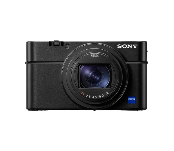 Sony Cyber-shot DSC-RX100 VII Digital Camera, black color, with visible ZEISS lens.